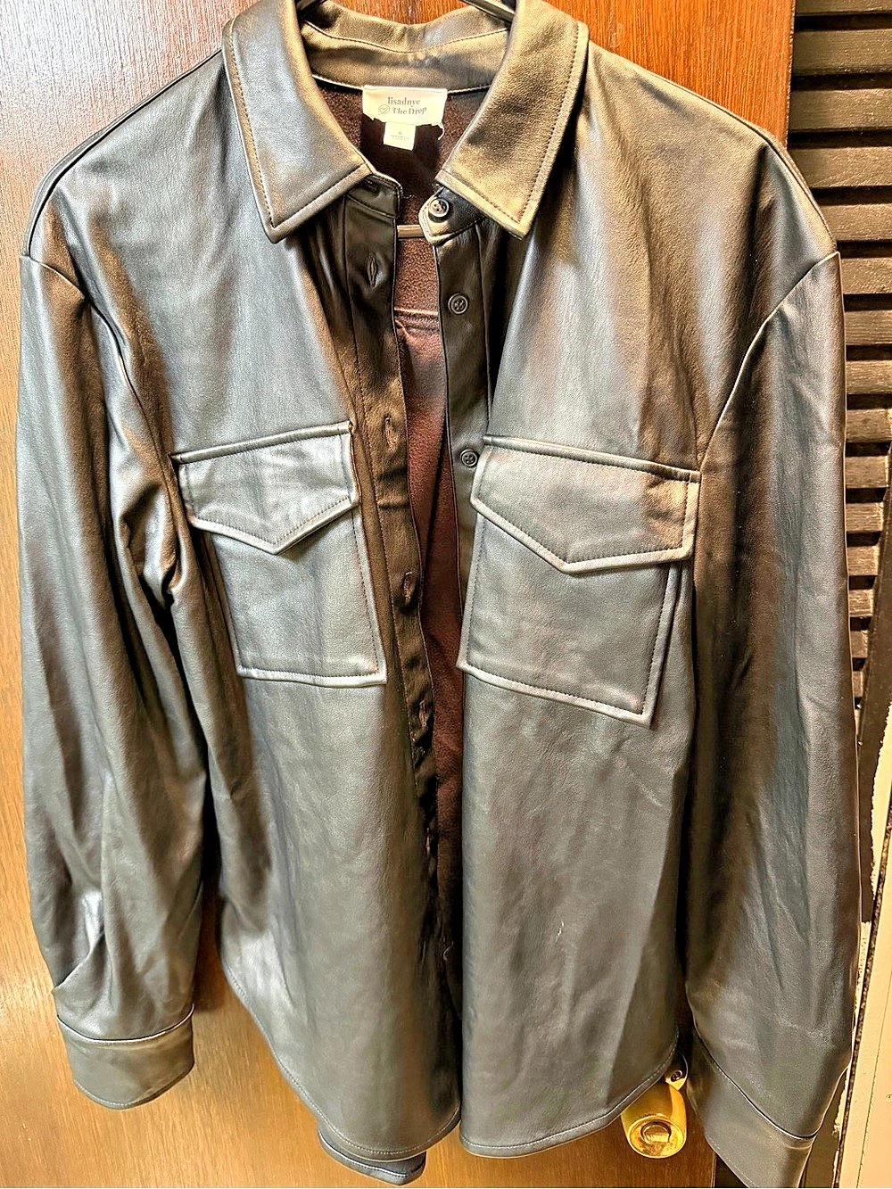 Lisadnyc The Drop Faux Leather Long Shirt Jacket Faux Leather Shirt Jacket size